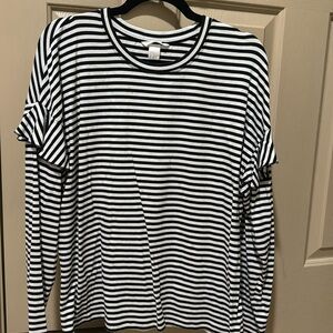 H&M Ruffe Long Sleeve Tee Size XL